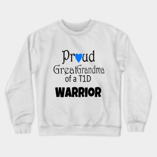 Proud Great Grandma - Black Text - Blue Heart Crewneck Sweatshirt